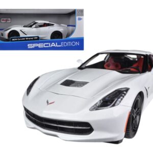 2014 Chevrolet Corvette Stingray C7 Z51 White 1/18 Diecast Model Car by Maisto