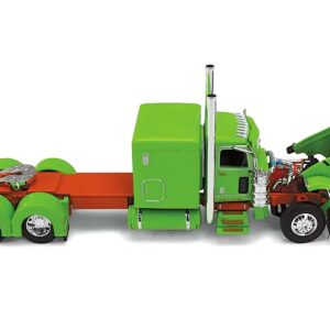 Peterbilt 389 with 63″ Flat-Top Sleeper and 53′ Utility Trailer “Hallahan Transport” Green “Big Rigs” Series 1/64 Diecast Model by DCP/First Gear