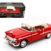 1955 Chevrolet Bel Air Convertible Soft Top Red 1/18 Diecast Car Model by Motormax