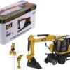 CAT Caterpillar M323F Railroad Wheeled Excavator with 3 Accessories (Safety Yellow Version) “High Line” Series 1/87 (HO) Scale Diecast Model by Diecast Masters