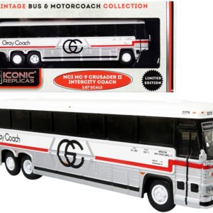 1980 MCI MC-9 Crusader II Intercity Coach Bus “Toronto – Guelph” Ontario (Canada) “Gray Coach” “Vintage Bus & Motorcoach Collection” 1/87 (HO) Diecast Model by Iconic Replicas