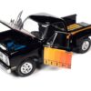 1980 Dodge D150 Pick-M-Up Utiline Pickup Truck Black with Stripes 1/18 Diecast Model Car by Auto World