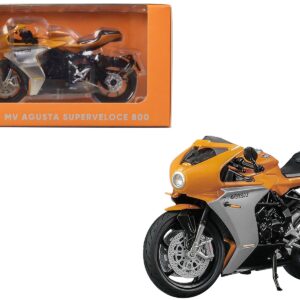 MV Agusta Superveloce 800 Motorcycle Orange and Silver 1/18 Diecast Model by CM Models