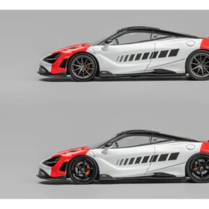 McLaren 765LT White and Red with Black Top and Extra Wheels 1/64 Diecast Model Car by CM Models