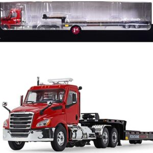 2018 Freightliner Cascadia Day Cab with Fontaine Traverse HT Hydraulic Tail Trailer Red and Black 1/34 Diecast Model by First Gear