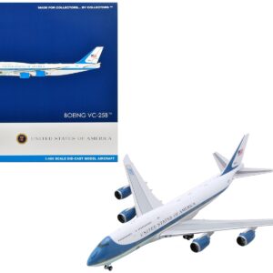 Boeing VC-25B Transport Aircraft “United States of America – Air Force One” (30000) White with Blue Stripes 1/400 Diecast Model Airplane by GeminiJets