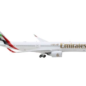 Airbus A350-900 Commercial Aircraft “Emirates Airlines” White with Striped Tail 1/400 Diecast Model Airplane by GeminiJets