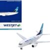 Boeing 737-600 Commercial Aircraft “Westjet Airlines” (C-GWSL) White with Blue Tail 1/400 Diecast Model Airplane by GeminiJets