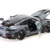 2024 Porsche 911 (992) GT3 RS “Weissach Package” Gray with Carbon Top and Hood Stripes Limited Edition to 200 pieces Worldwide 1/18 Diecast Model Car by Minichamps