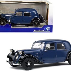 1937 Citroen Traction Dark Blue and Black 1/18 Diecast Model Car by Solido