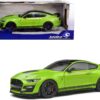 2020 Ford Mustang Shelby GT500 Grabber Lime Green Metallic with Black Top and Stripes 1/18 Diecast Model Car by Solido