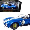 Shelby Cobra 427 S/C #21 Blue Metallic with White Stripes 1/18 Diecast Model Car by Shelby Collectibles