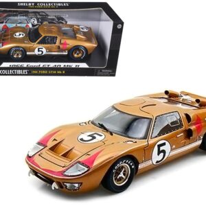 1966 Ford GT-40 MK II RHD (Right hand Drive) #5 Gold 24H of Le Mans 1/18 Diecast Model Car by Shelby Collectibles