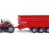 Massey Ferguson 8480 Dyna VT Tractor Red with Silver Top and Krampe Dump Trailer Red 1/87 (HO) Diecast Models by Siku