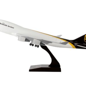 Boeing 747-400F Commercial Aircraft with Landing Gear “UPS Worldwide Services” (N570UP) White and Brown (Snap-Fit) 1/200 Plastic Model by Skymarks