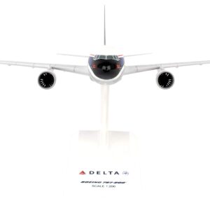 Boeing 767-200 Commercial Aircraft “The Spirit of Delta Airlines” (N170SY) White with Blue and Red Stripes (Snap-Fit) 1/200 Plastic Model by Skymarks