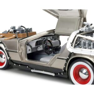 DMC DeLorean Time Machine Stainless Steel “Back to the Future: Part III” (1990) Movie 1/18 Diecast Model Car by Sun Star