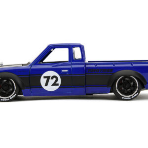 1972 Datsun 620 Pickup Truck #72 Blue Metallic with Black Stripes and Hood “Toyo Tires” with Extra Wheels “Just Trucks” Series 1/24 Diecast Model Car by Jada