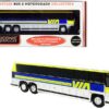 1980 MCI MC-9 Crusader II Intercity Coach Bus “Via Rail” (Canada) Yellow and Silver with Blue Stripes “Vintage Bus & Motorcoach Collection” 1/87 (HO) Diecast Model by Iconic Replicas