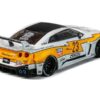 Nissan 35GT-RR “LB-Silhouette Works GT” RHD (Right Hand Drive) #23 White with Yellow Graphics with Extra Wheels 1/64 Diecast Model Car by CM Models