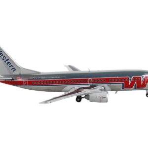 Boeing 737-300 Commercial Aircraft “Western Airlines” Silver with Red Stripes 1/400 Diecast Model Airplane by GeminiJets