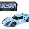 1966 Ford GT 40 MK II RHD (Right Hand Drive) #1 Light Blue Miles – Hulme Le Mans 1/18 Diecast Model Car by Shelby Collectibles