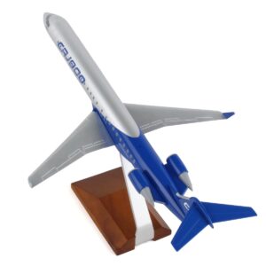 Bombardier CRJ900 Commercial Aircraft “CRJ900 Next Gen” Silver Metallic and Blue with Wood Stand (Snap-Fit) 1/100 Plastic Model by Skymarks