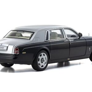 Rolls Royce Phantom EWB (Extended Wheelbase) Black and Silver Metallic 1/18 Diecast Model Car by Kyosho