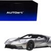 2017 Ford GT Ingot Silver Metallic with Black Stripes 1/12 Model Car by Autoart