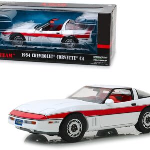 1984 Chevrolet Corvette C4 Convertible White with Red Stripe “The A-Team” (1983-1987) TV Series 1/18 Diecast Model Car by Greenlight