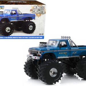 1974 Ford F-250 Ranger XLT Monster Truck with 66-Inch Tires Blue “Bigfoot #1” “Kings of Crunch” Series 1/18 Diecast Model Car by Greenlight