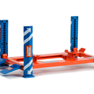 Adjustable Four Post Lift “NOS Nitrous Oxide Systems” Blue and Orange for 1/18 Scale Model Cars by Greenlight