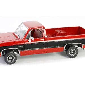 1984 Chevrolet K10 Scottsdale Pickup Truck Apple Red and Midnight Black with Red Interior 1/18 Diecast Model Car by Greenlight