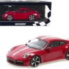 2019 Porsche 911 Carrera 4S Carmine Red with Silver Stripe Limited Edition to 600 pieces Worldwide 1/18 Diecast Model Car by Minichamps