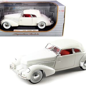 1936 Cord 810 Coupe White with Red Interior 1/18 Diecast Model Car by Signature Models