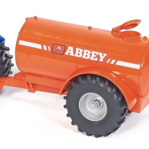 New Holland T7070 Tractor Blue with Abbey Single Axle Vacuum Tanker Orange 1/50 Diecast Model by Siku