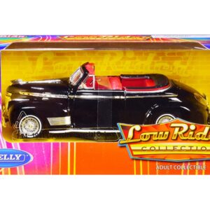 1941 Chevrolet Special Deluxe Convertible Black with Red Interior “Low Rider Collection” 1/24 Diecast Model Car by Welly