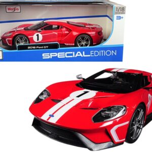 2018 Ford GT #1 Red with White Stripes Heritage Special Edition 1/18 Diecast Model Car by Maisto