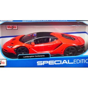 Lamborghini Centenario Orange with Matt Black Top “Special Edition” 1/18 Diecast Model Car by Maisto