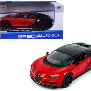 Bugatti Chiron Sport “16” Red and Black “Special Edition” 1/24 Diecast Model Car by Maisto