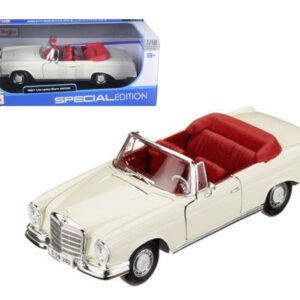 1967 Mercedes Benz 280 SE Cabriolet Cream with Red Interior 1/18 Diecast Model Car by Maisto