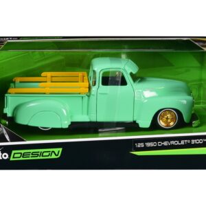 1950 Chevrolet 3100 Pickup Truck Lowrider Light Green with Gold Wheels “Lowriders” Series 1/24 Diecast Model Car by Maisto