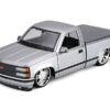 1993 Chevrolet 454 SS Pickup Truck Silver Metallic and Gray “Lowriders” “Maisto Design” Series 1/24 Diecast Model Car by Maisto