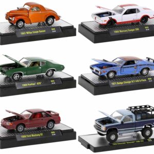 “Auto Meets” Set of 6 Cars IN DISPLAY CASES Release 69 Limited Edition 1/64 Diecast Model Cars by M2 Machines