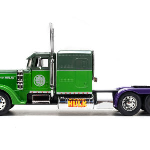 1992 Peterbilt 379 Truck Tractor Green Two-Tone and Purple “The Incredible Hulk” “Marvel Avengers” Series Diecast Model by Jada