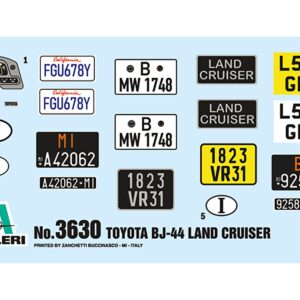 Skill 3 Model Kit Toyota BJ44 Land Cruiser 1/24 Scale Model by Italeri