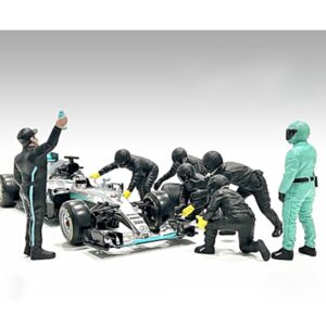 Formula One F1 Pit Crew 7 Figure Set Team Black Release III for 1/43 Scale Models by American Diorama