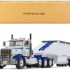 Peterbilt 367 Day Cab and Bottom Dump Trailer White and Surf Blue 1/50 Diecast Model by First Gear