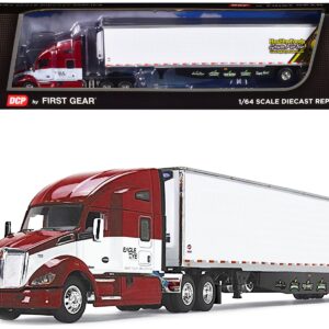 Kenworth T680 with 78″ High-Roof Sleeper and 53′ Ribbed Utility Refrigerated Trailer “Eagle Eye Produce” Red and White 1/64 Diecast Model by DCP/First Gear