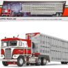 Kenworth K100 COE Red and White with 45′ Wilson Vintage Livestock Trailer “Koppes Truck Line” 1/64 Diecast Model by DCP/First Gear